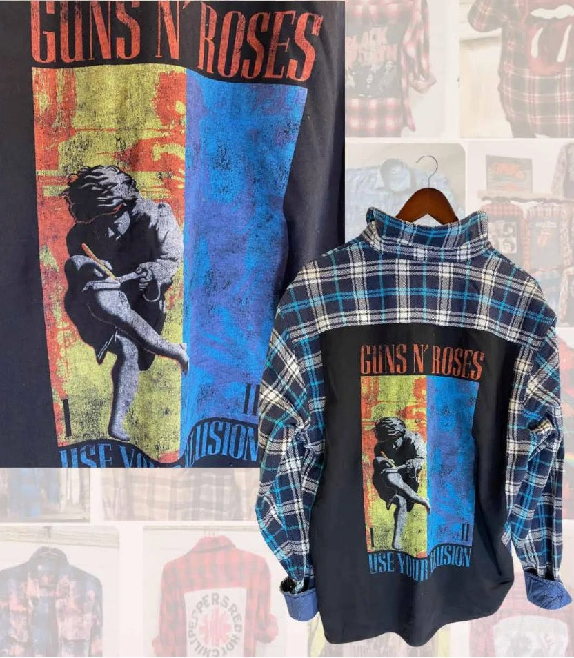 Guns n Roses '91 Use Your Illusion II - Vintage Rock Flannel Shirt - Www.Shopthatapp.ca