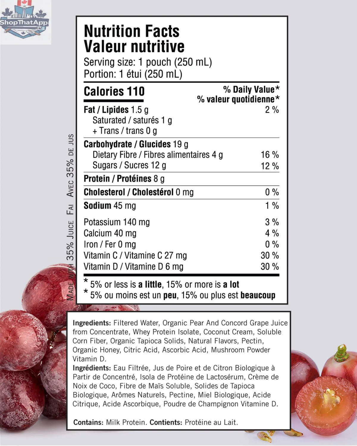 Grape Aspirations -  Box with 12 Pouches - Shopthatapp.ca