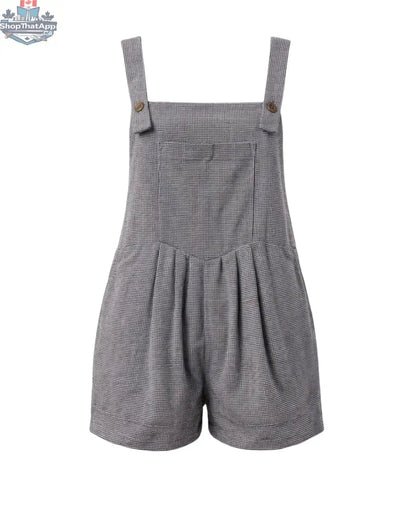 Goldie Relaxed Fit Black Gingham Romper - Short-All Style - Shopthatapp.ca