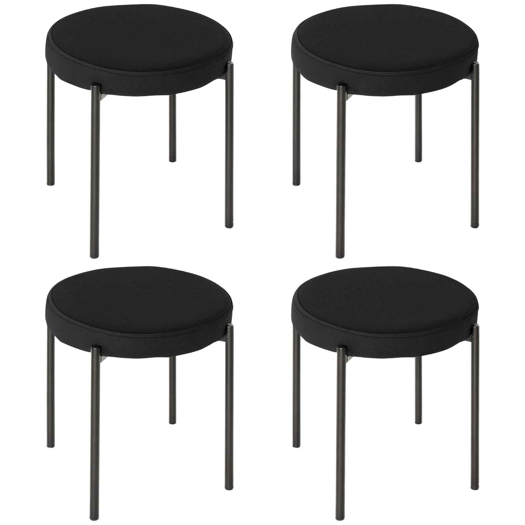 Noel Backless Round Dining Stools-Set of 4 with Metal Legs-Black