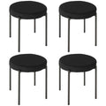 Noel Backless Round Dining Stools-Set of 4 with Metal Legs-Black