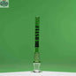 Green 5.75-inch Castle Glassworks 9-hole replacement downstem made of premium borosilicate glass, with a green background.
