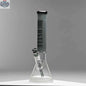 Grey frosted Castle Glassworks beaker bong, 16-inch tube design for smooth smoking, on a grey background.