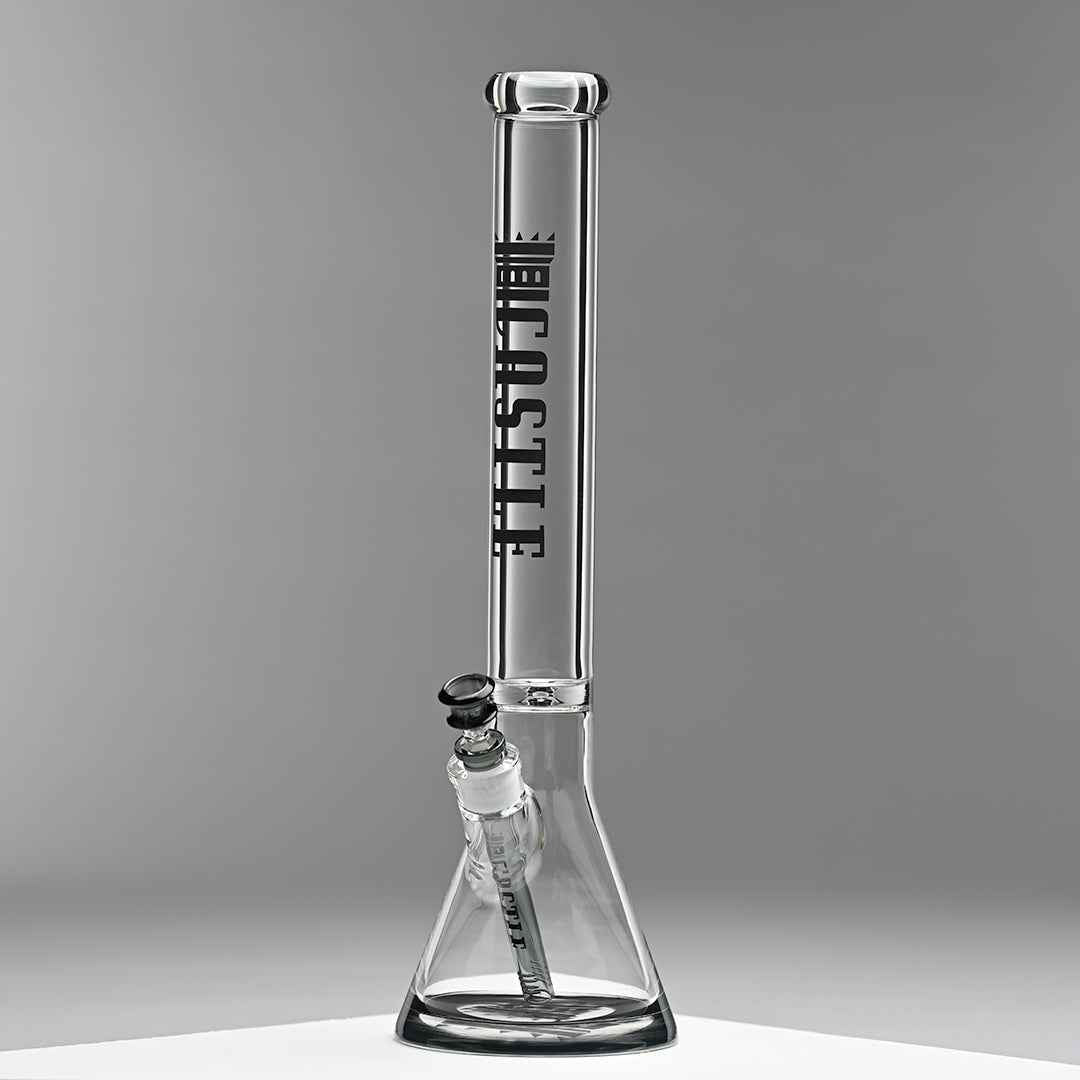 18" 9mm Thick Glass Beaker Bong with Colored Logo