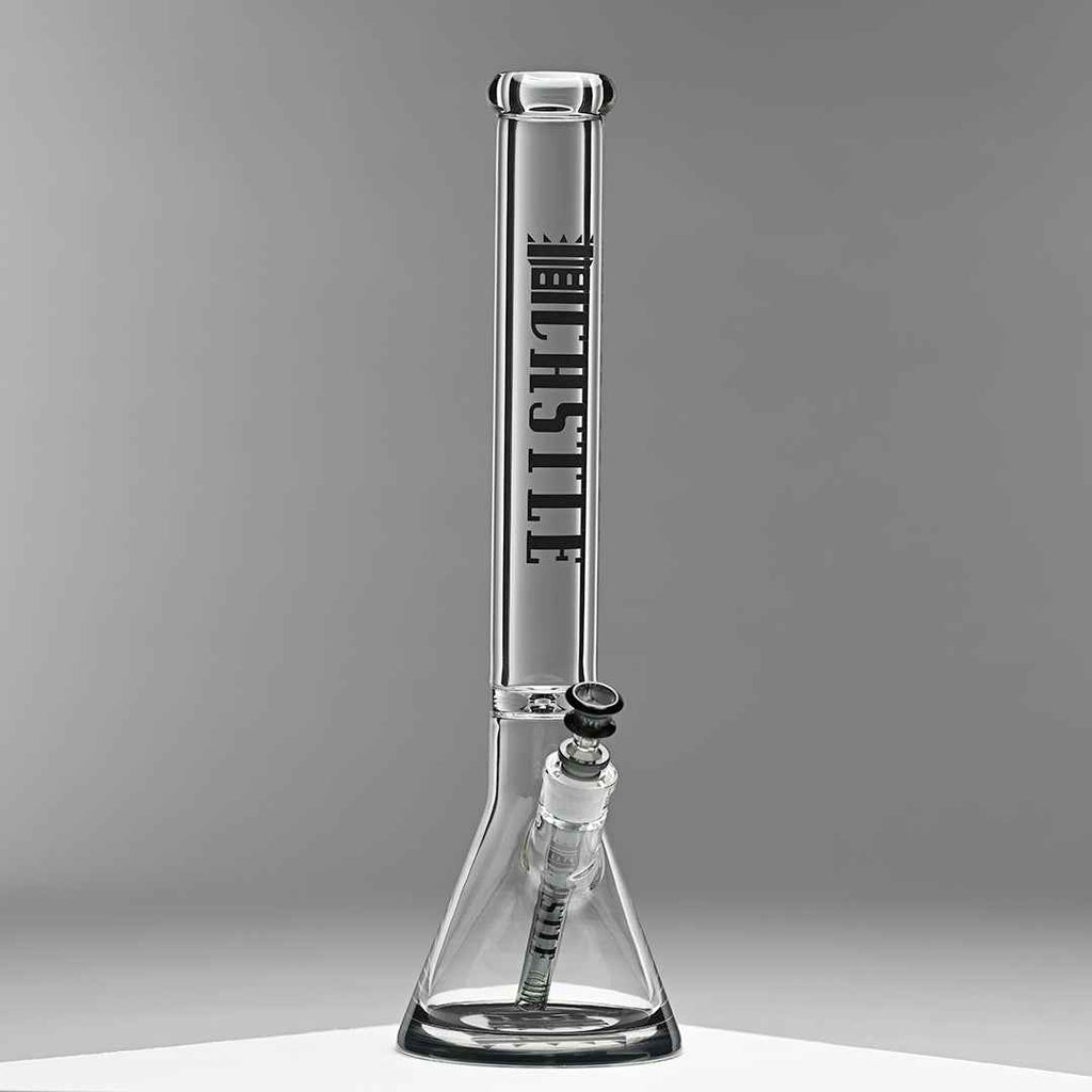 18" 9mm Thick Glass Beaker Bong with Colored Logo