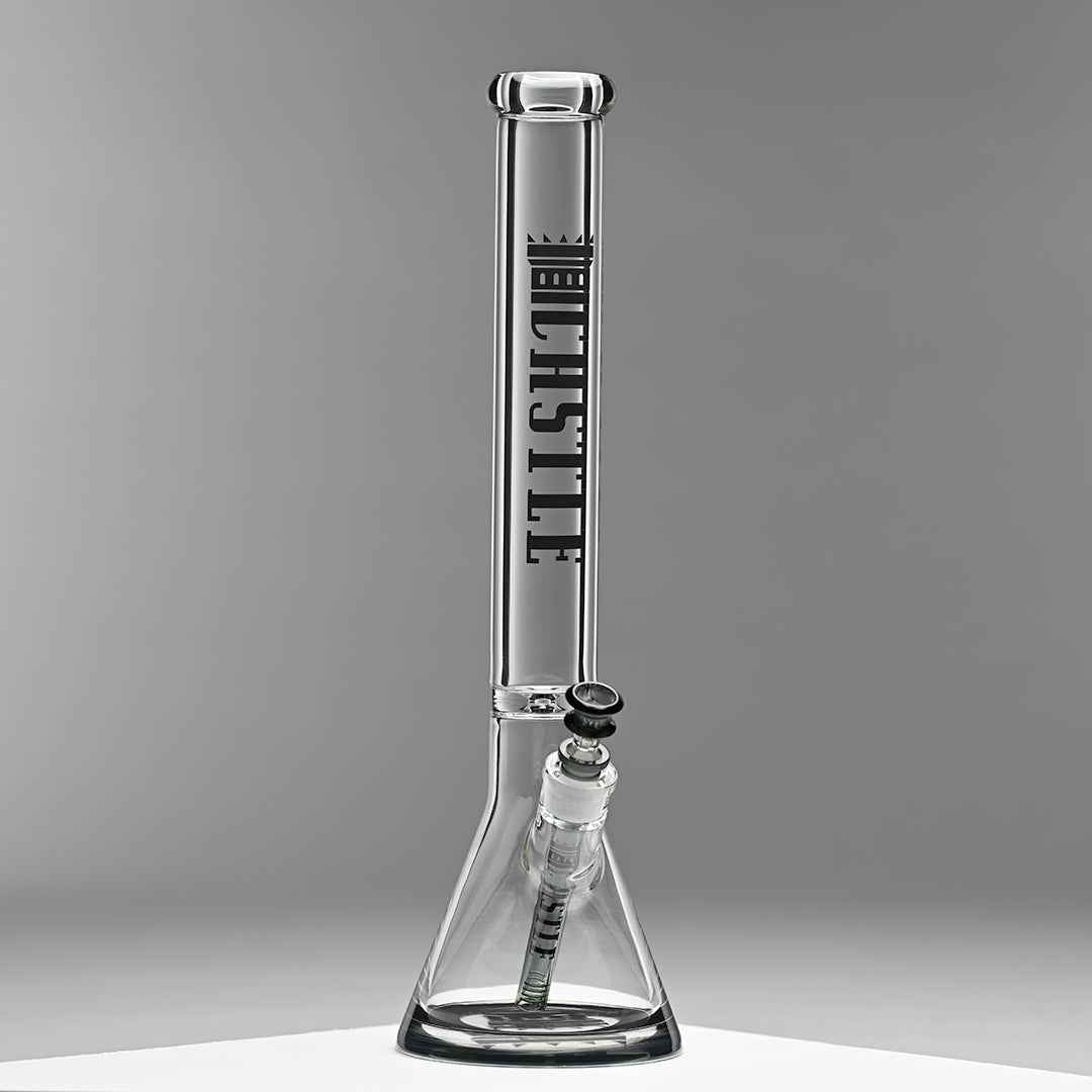 18" 9mm Thick Glass Beaker Bong with Colored Logo