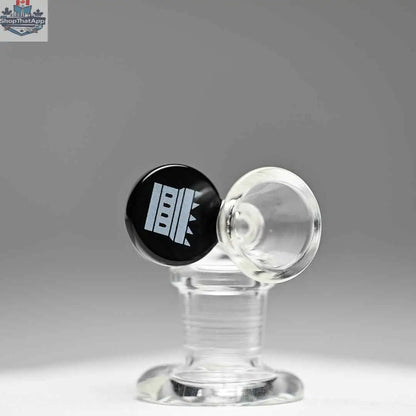 Castle Glassworks 14mm borosilicate glass bowl with round tab design on a grey background.