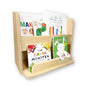 Guava Birch Montessori bookshelf for kids by Sapiens Child, featuring a sturdy wooden toddler furniture piece with open shelves.
