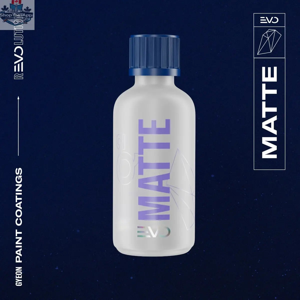 GYEON Q² Matte EVO Lightbox 50ml bottle with black cap and label, showcasing the car detailing product for matte finish protection.