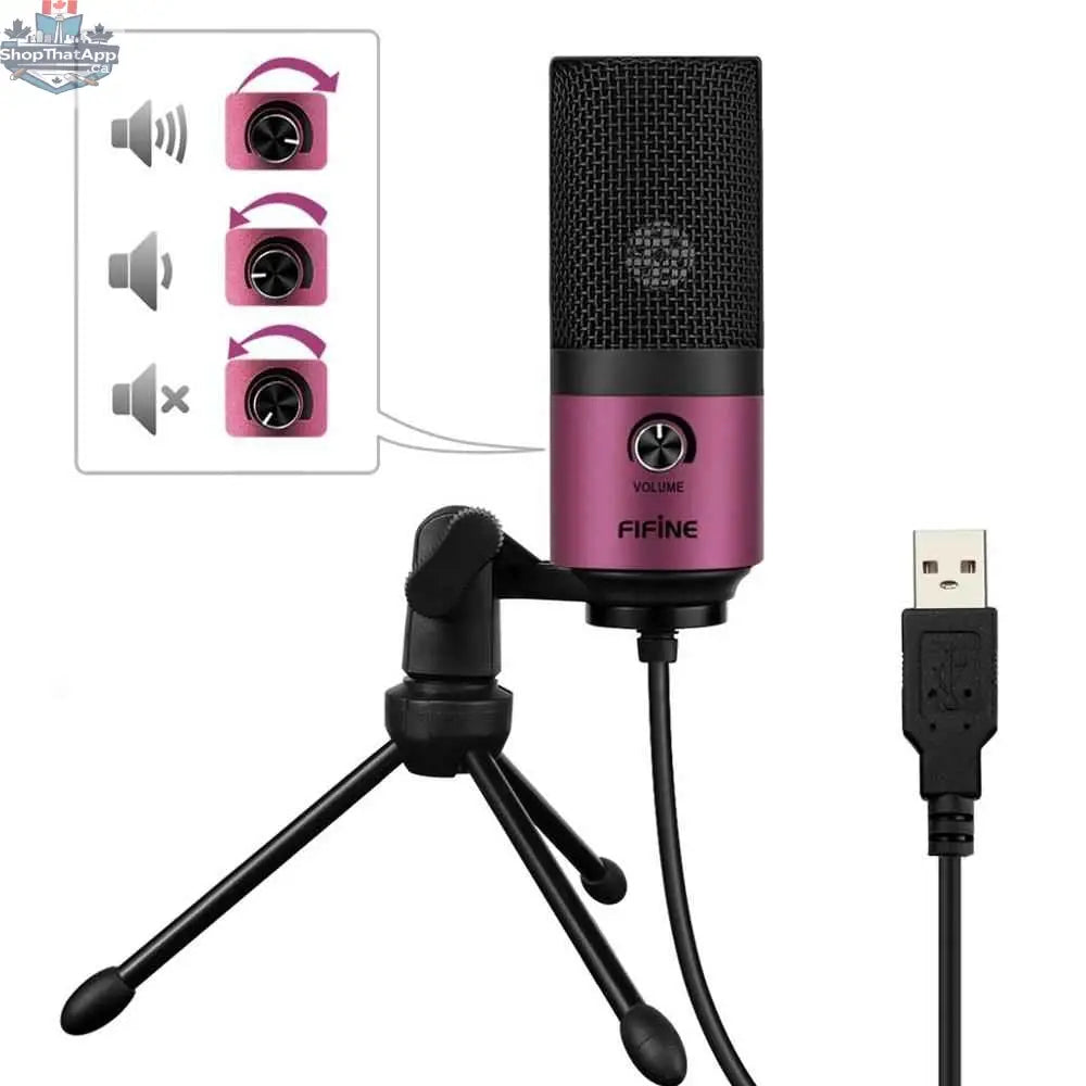 Fifine USB condenser microphone for laptops, cardioid design, used for studio vocals and voice overs, by 777tech.