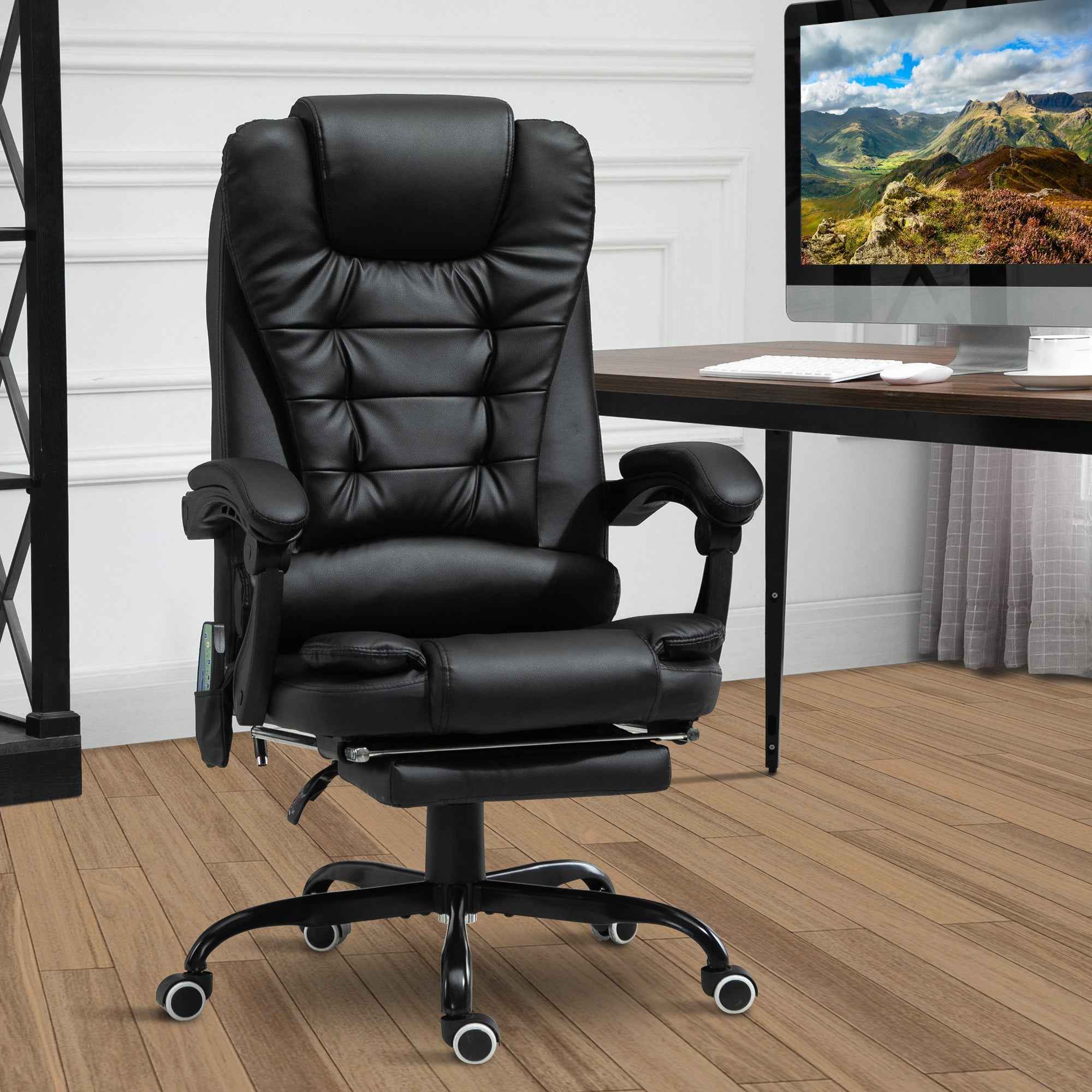 Declan Executive Office Chair with 7-Point Massage and Reclining Features-Black