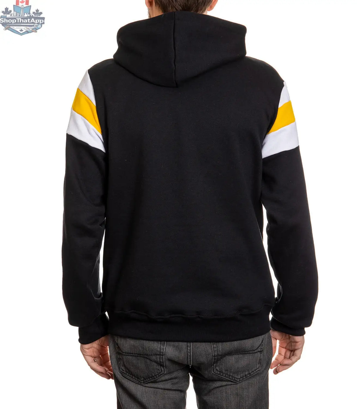 Calhoun Surf N' Skate Pittsburgh Penguins varsity retro hoodie with team logo and bold design, casual sportswear for fans.