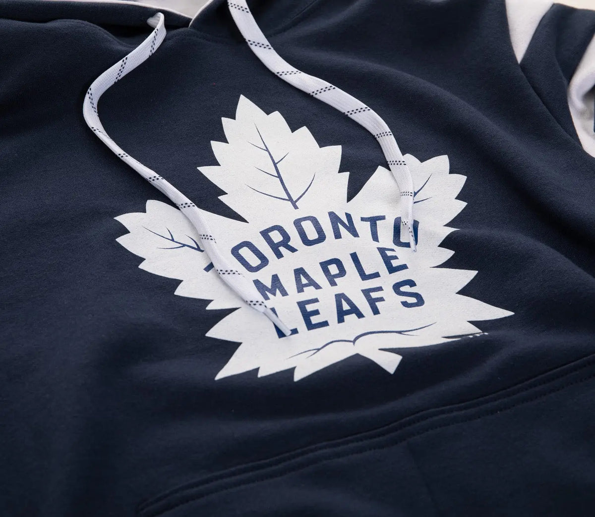 Toronto Maple Leafs retro varsity hoodie by Calhoun Surf N' Skate featuring team logo and classic design, perfect for fans.