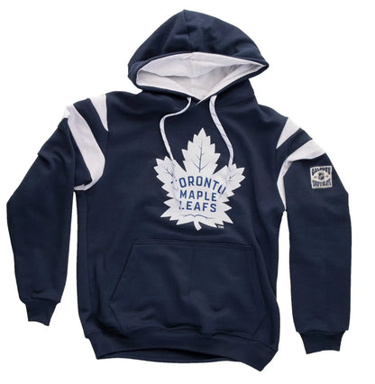 Toronto Maple Leafs varsity retro hoodie by Calhoun Surf N' Skate, featuring team logo and classic varsity style in fabric detail.