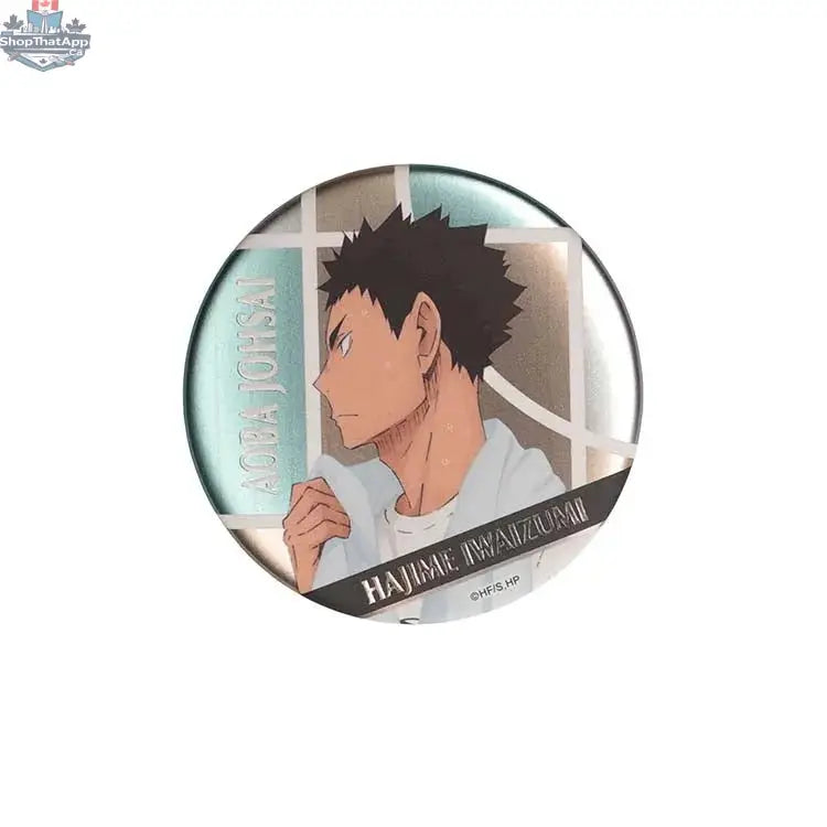 Haikyu!! Can Badge featuring Iwaizumi from Joint Practice Session 2016, 75mm anime collectible by Doki Doki Land.