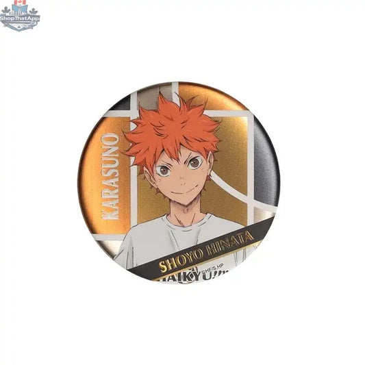 Haikyu!! joint practice session 2016 Ver. 75mm Doki Doki Land can badge featuring Shoyo Hinata from anime collectibles.