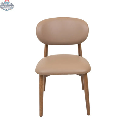 Mocha Skat Genuine Leather Dining Chair by Hygge Design House with sleek wooden legs and modern design.