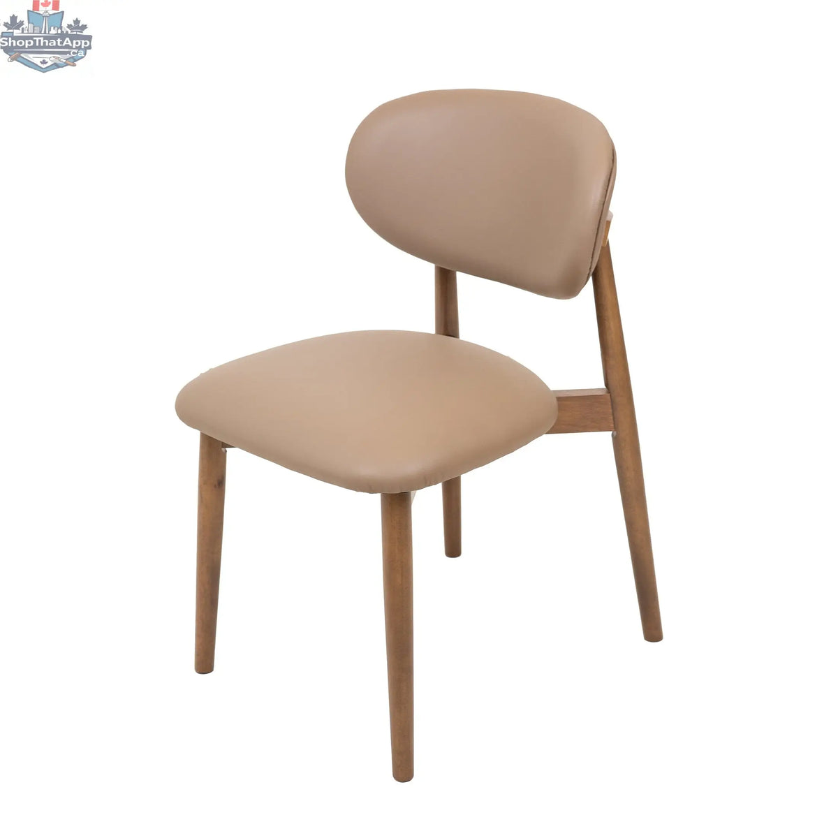 Mocha Skat Genuine Leather Dining Chair by Hygge Design House with sleek wooden legs and modern design.