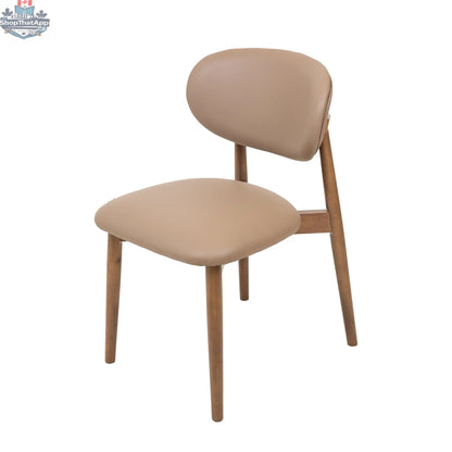 Mocha Skat Genuine Leather Dining Chair by Hygge Design House with sleek wooden legs and modern design.