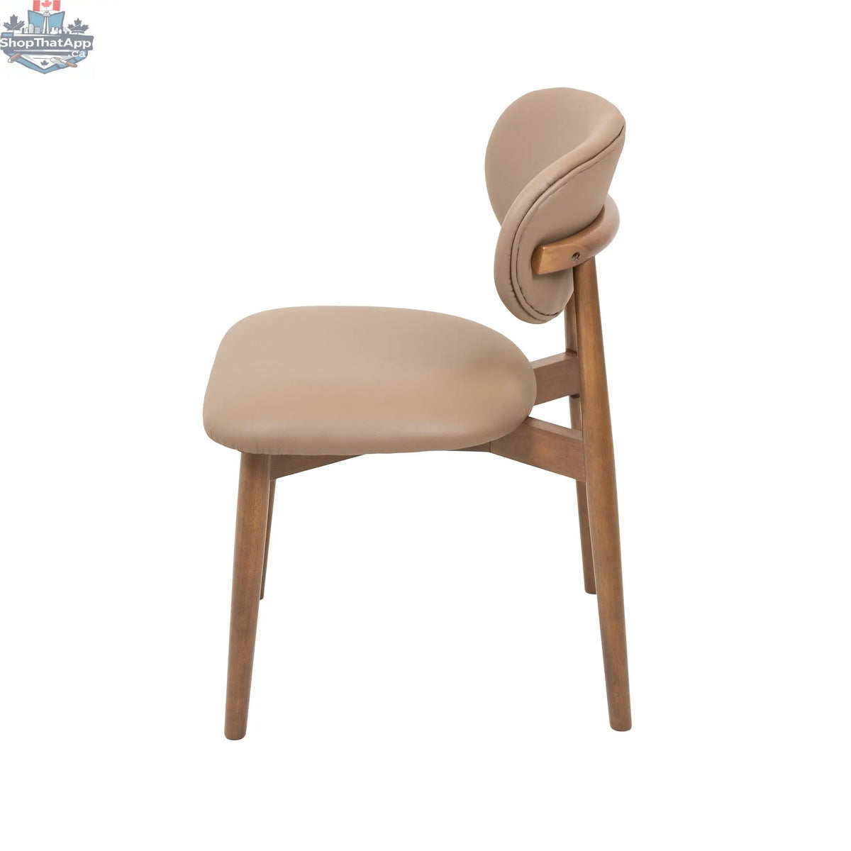Mocha Skat Genuine Leather Dining Chair by Hygge Design House with sleek wooden legs and modern design.