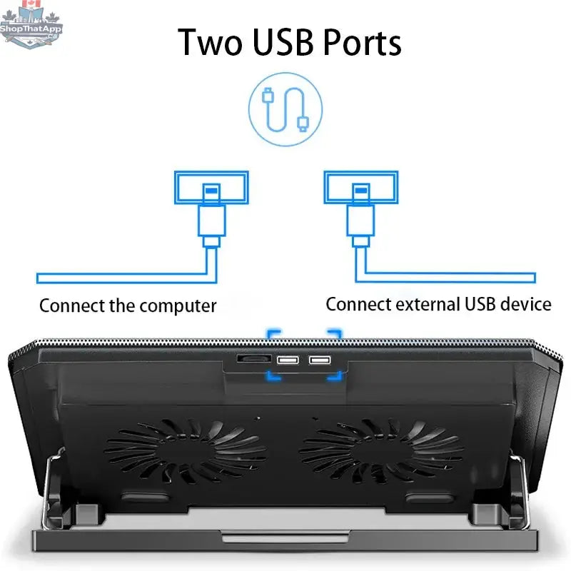 Gaming Laptop Cooler Large Size For 12-16 Inch Notebook Two USB Laptop Cooling Pads Wind Speed Adjustable Silent Laptop Stand - Shopthatapp.ca