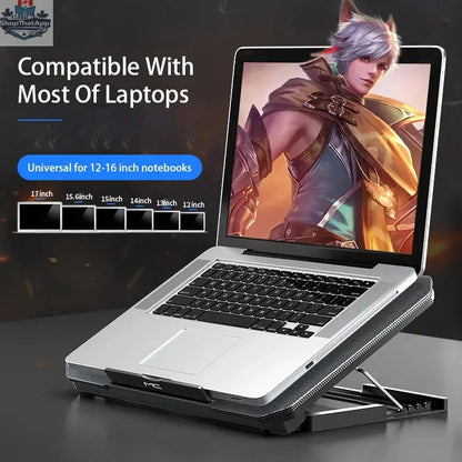 Gaming Laptop Cooler Large Size For 12-16 Inch Notebook Two USB Laptop Cooling Pads Wind Speed Adjustable Silent Laptop Stand - Shopthatapp.ca