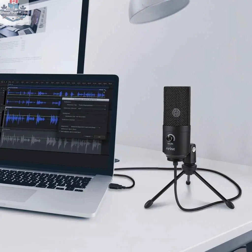 Fifine USB condenser microphone for laptop with cardioid pattern, ideal for studio recording vocals and voice overs.