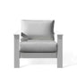 Krikacy Hickory outdoor club chair with white marine-grade polymer frame and Sunbrella® granite canvas cushions, front view