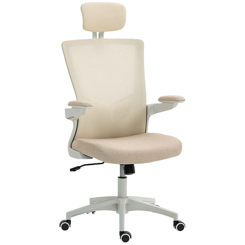Andre Ergonomic Office Chair with 2D Lumbar Support and adjustable Headrest-Beige/White