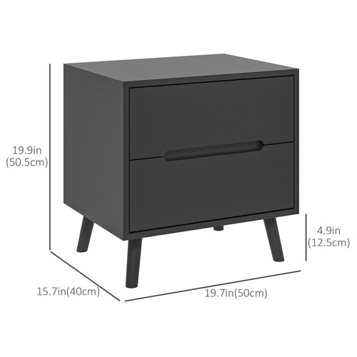 Willow Modern Nightstand/End Table with 2 Drawers-Black - Shopthatapp.ca