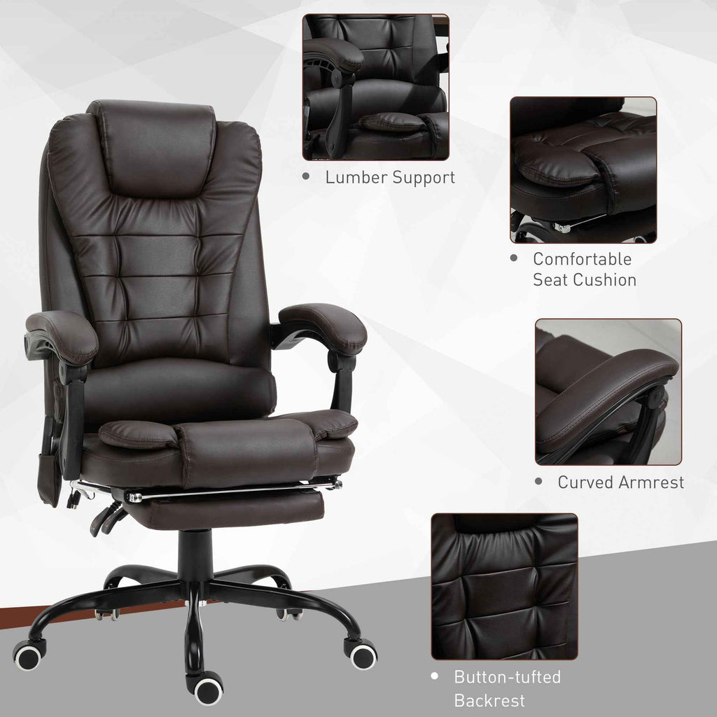 Declan Executive Office Chair with 7-Point Massage and Reclining Features-Brown