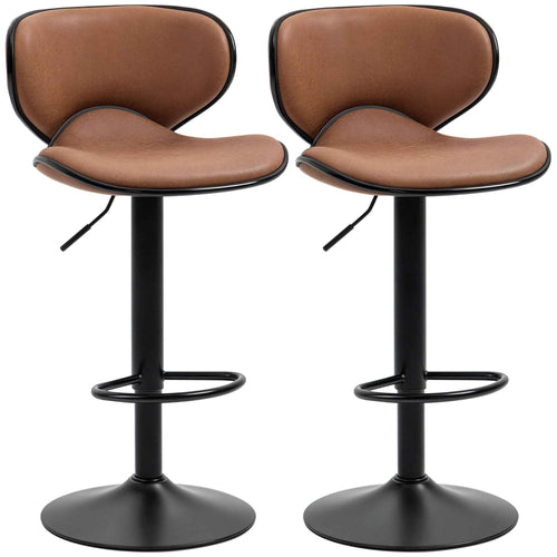 Anna Vintage Adjustable Counter/Bar Height Stools with Swivel Seat-Set of 2-Brown