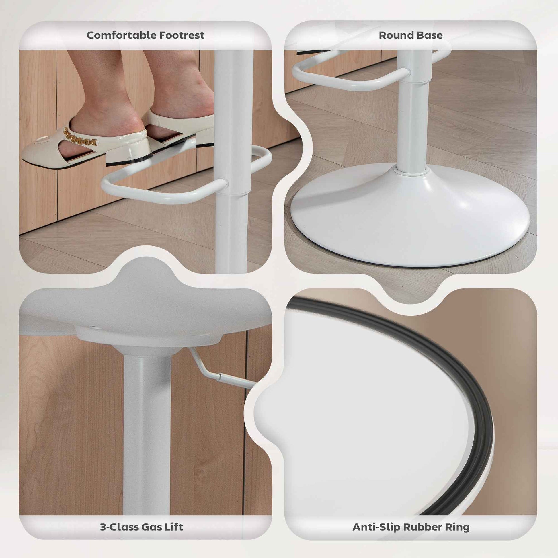 Zee Counter Height/Bar Stools Set of 2 with Adjustable Height and Swivel Seat-White