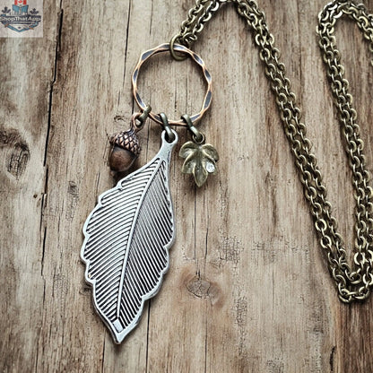 Mixed Metal Leaf Necklace - Shopthatapp.ca