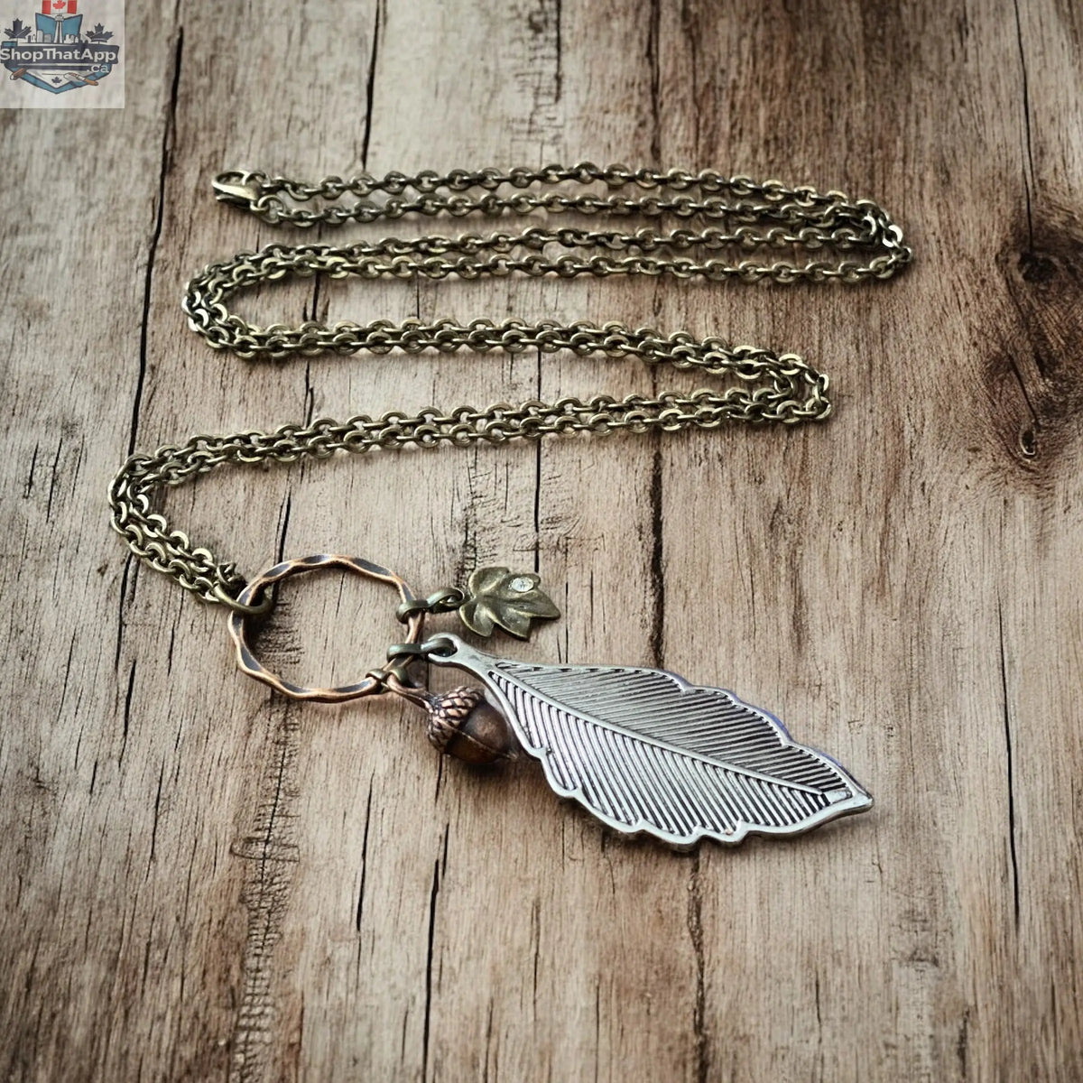 Mixed Metal Leaf Necklace - Shopthatapp.ca