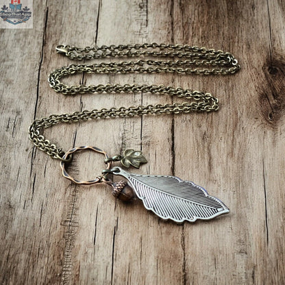 Mixed Metal Leaf Necklace - Shopthatapp.ca