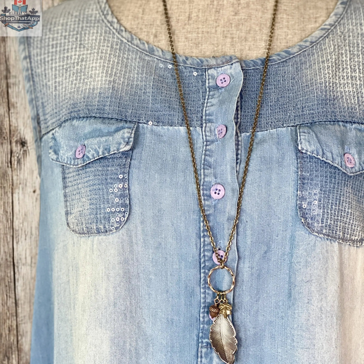 Mixed Metal Leaf Necklace - Shopthatapp.ca