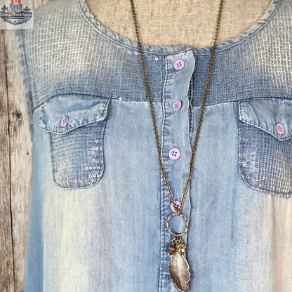 Mixed Metal Leaf Necklace - Shopthatapp.ca