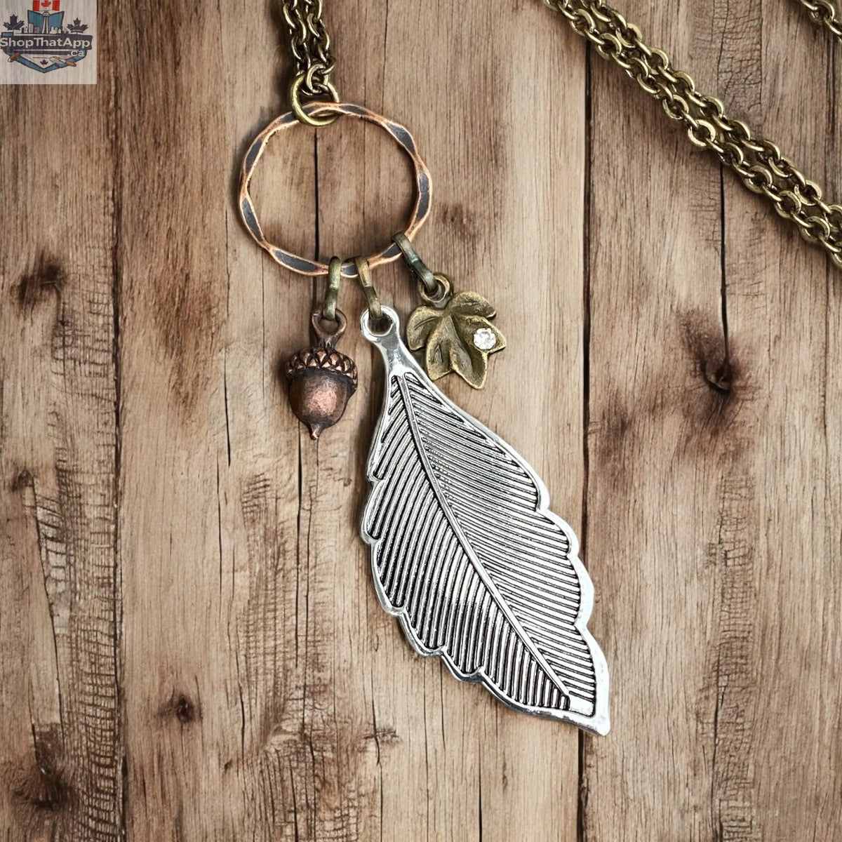 Mixed Metal Leaf Necklace - Shopthatapp.ca