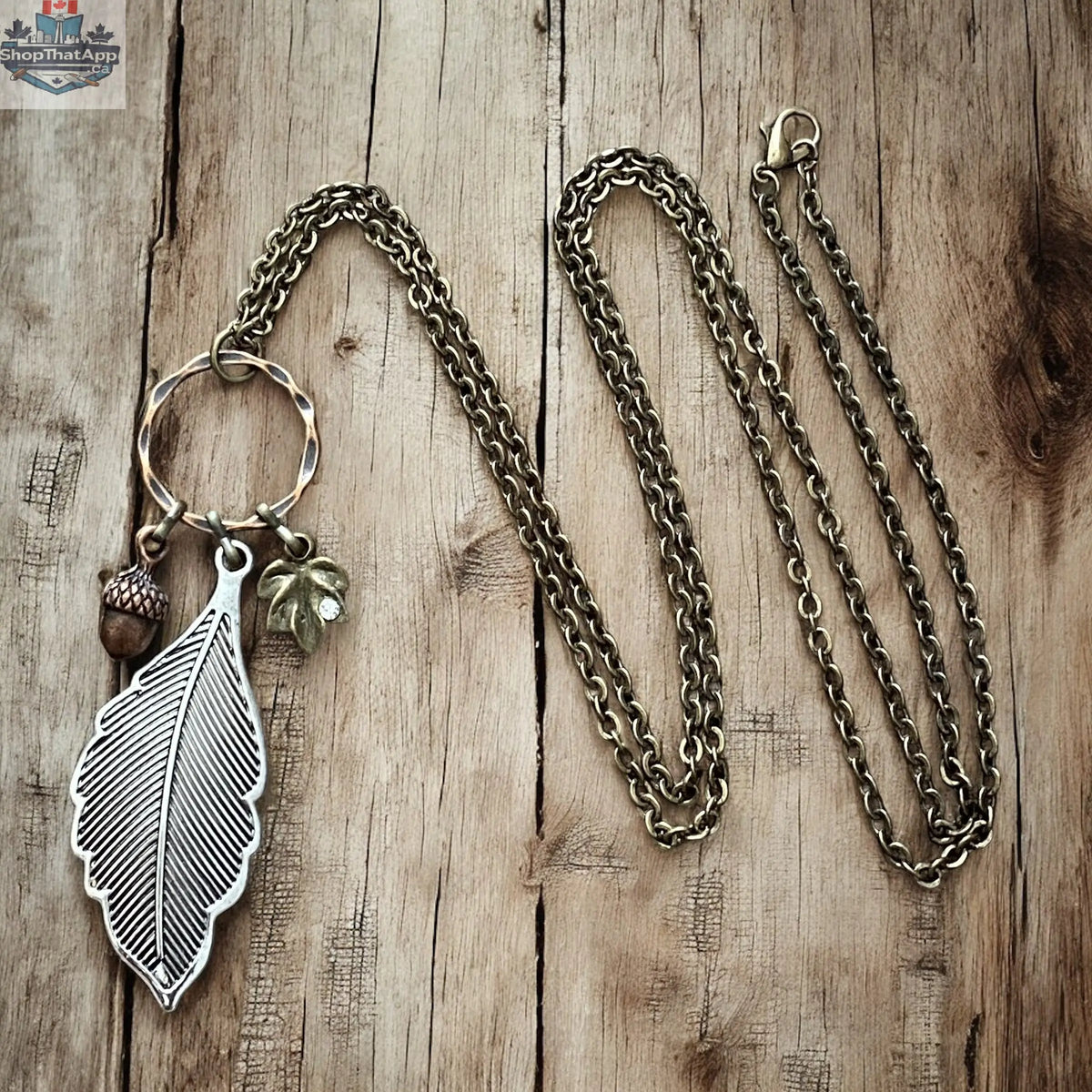 Mixed Metal Leaf Necklace - Shopthatapp.ca
