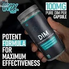 BulkBully Supplements VNDL Project DIM 3,3-Diindolylmethane supplement bottle with label and cap on a white background.