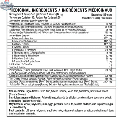 BulkBully Supplements VNDL Project Vital hydration and recovery supplement powder in a colorful container with scoop and ingredients.