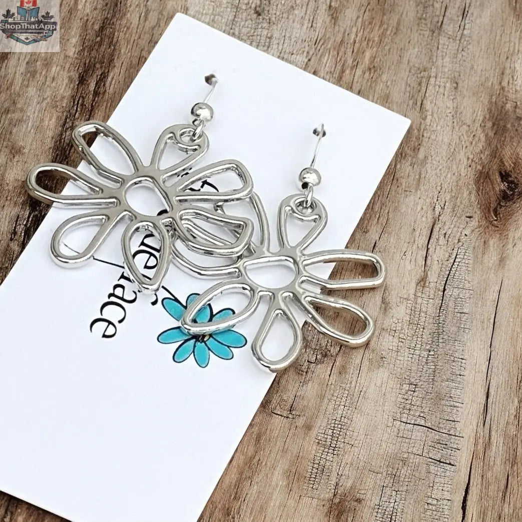 Abstract Flower Earrings – Lightweight Statement Hook Earrings - Shopthatapp.ca