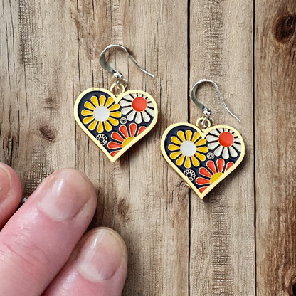 Retro Flower Power Earrings – Colorful Enamel Dangles, Hypoallergenic & Lightweight - Shopthatapp.ca
