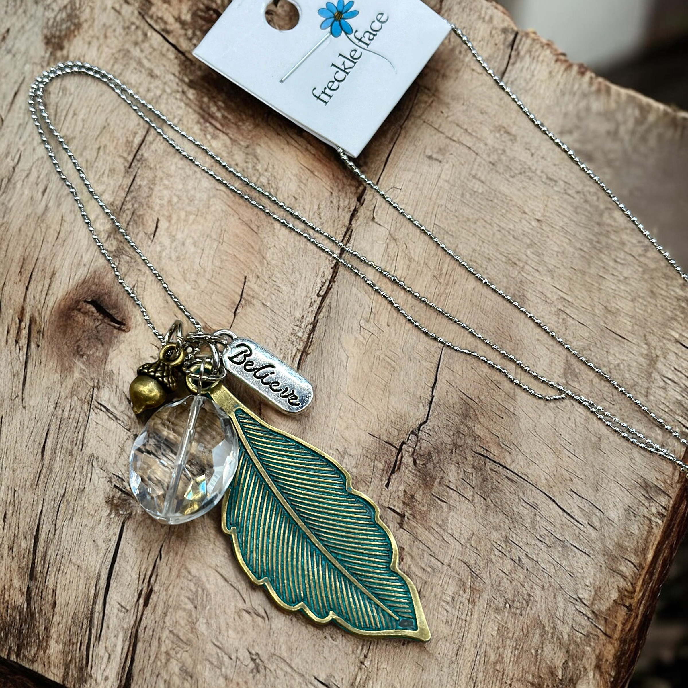 Patina Leaf Heart Tree Necklace for Nature Lovers