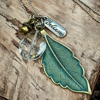Patina Leaf Heart Tree Necklace for Nature Lovers - Shopthatapp.ca