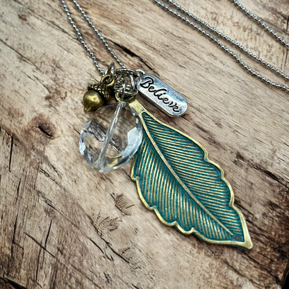 Patina Leaf Heart Tree Necklace for Nature Lovers - Shopthatapp.ca