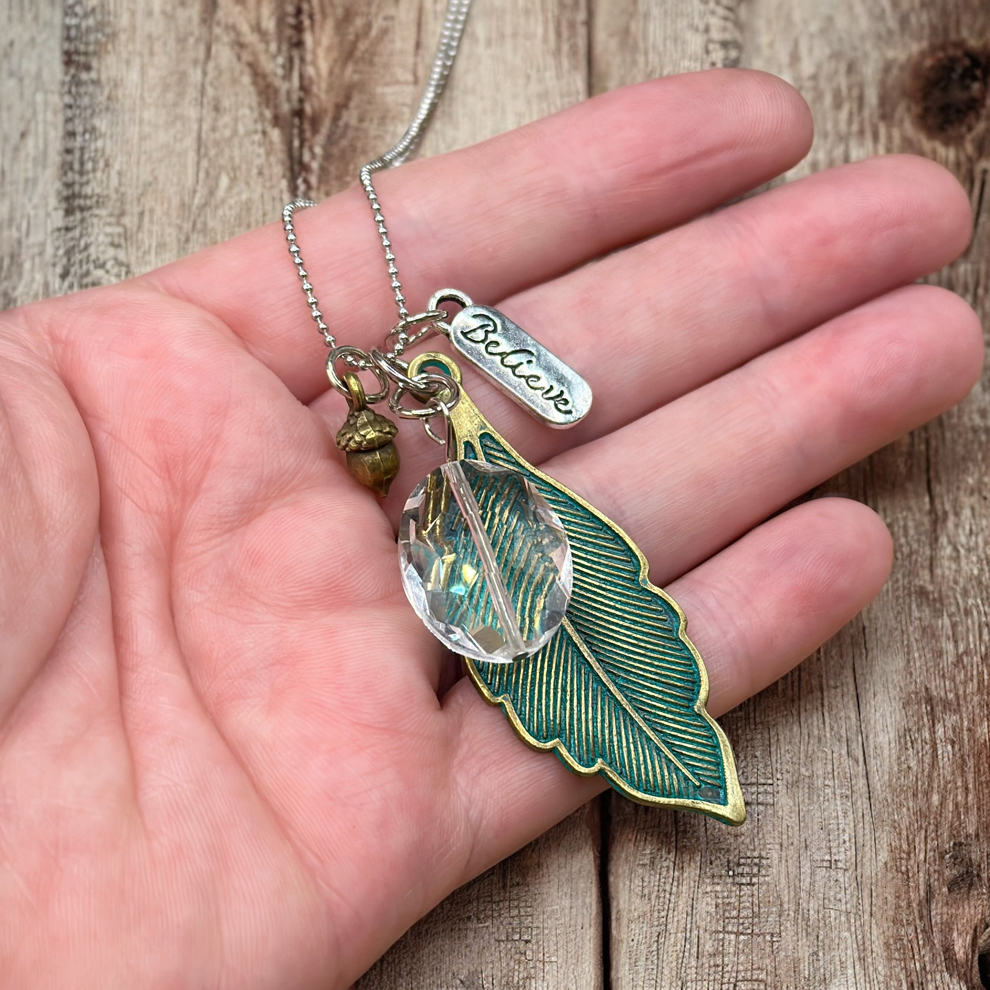 Patina Leaf Heart Tree Necklace for Nature Lovers - Shopthatapp.ca