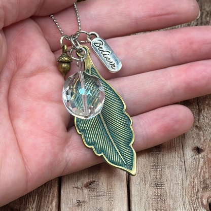 Patina Leaf Heart Tree Necklace for Nature Lovers - Shopthatapp.ca