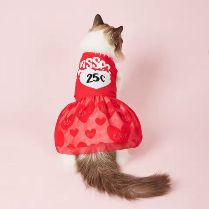 25¢ Kisses Valentine Dog Dress – Red Heart Puppy Outfit - Shopthatapp.ca